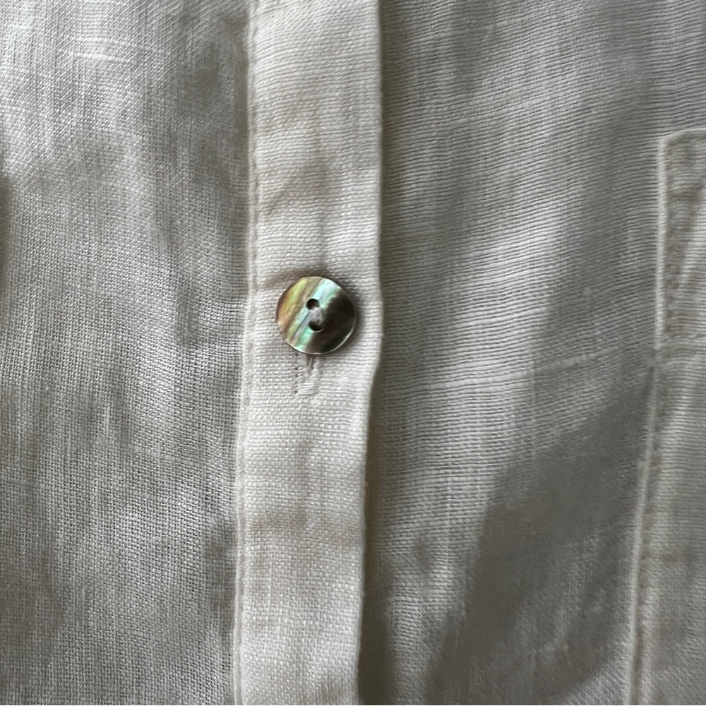 Rachel Zoe Linen Button Down Shirt Women’s Medium Off-White Long Sleeve Coastal - Picture 8 of 9